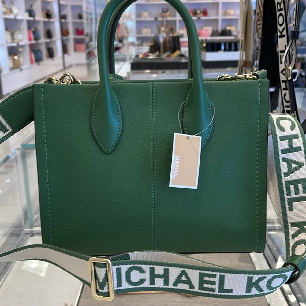MICHAEL KORS  Mirella Small Pebbled Leather Crossbody Bag Fern Green NWT